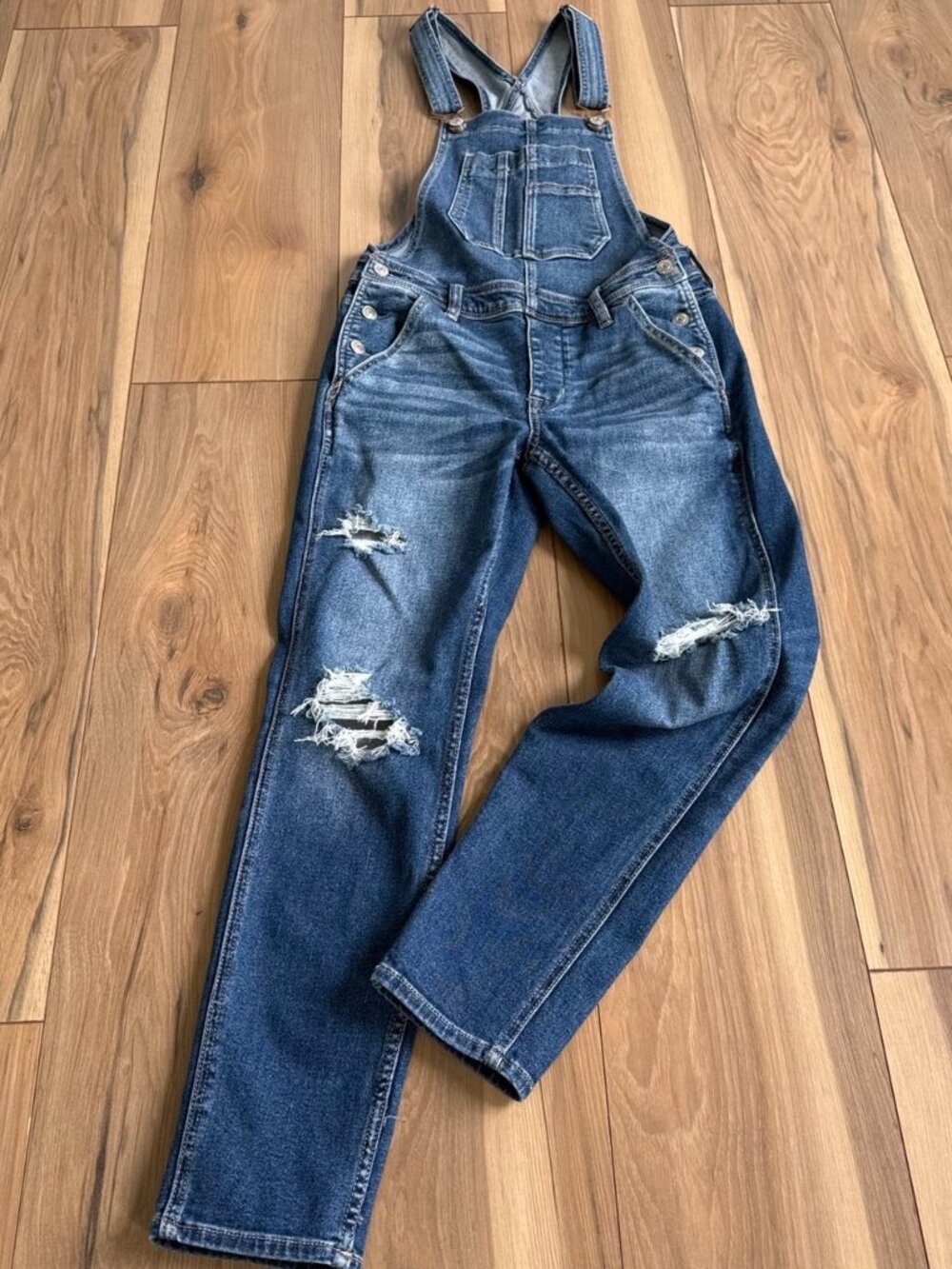 American Eagle Distressed Denim Overalls XS Stretch